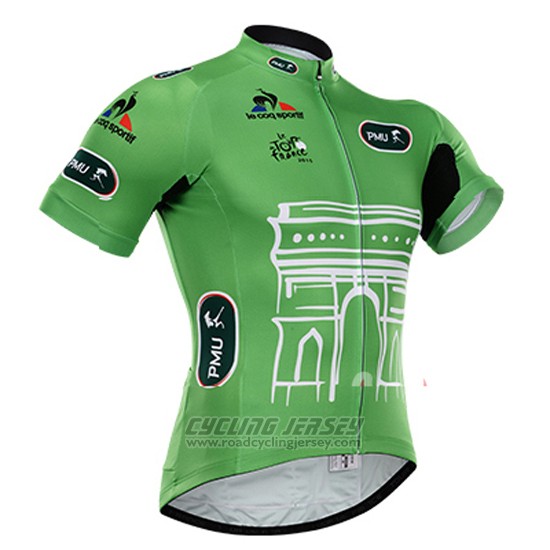 2015 Cycling Jersey Tour de France Green Short Sleeve and Bib Short